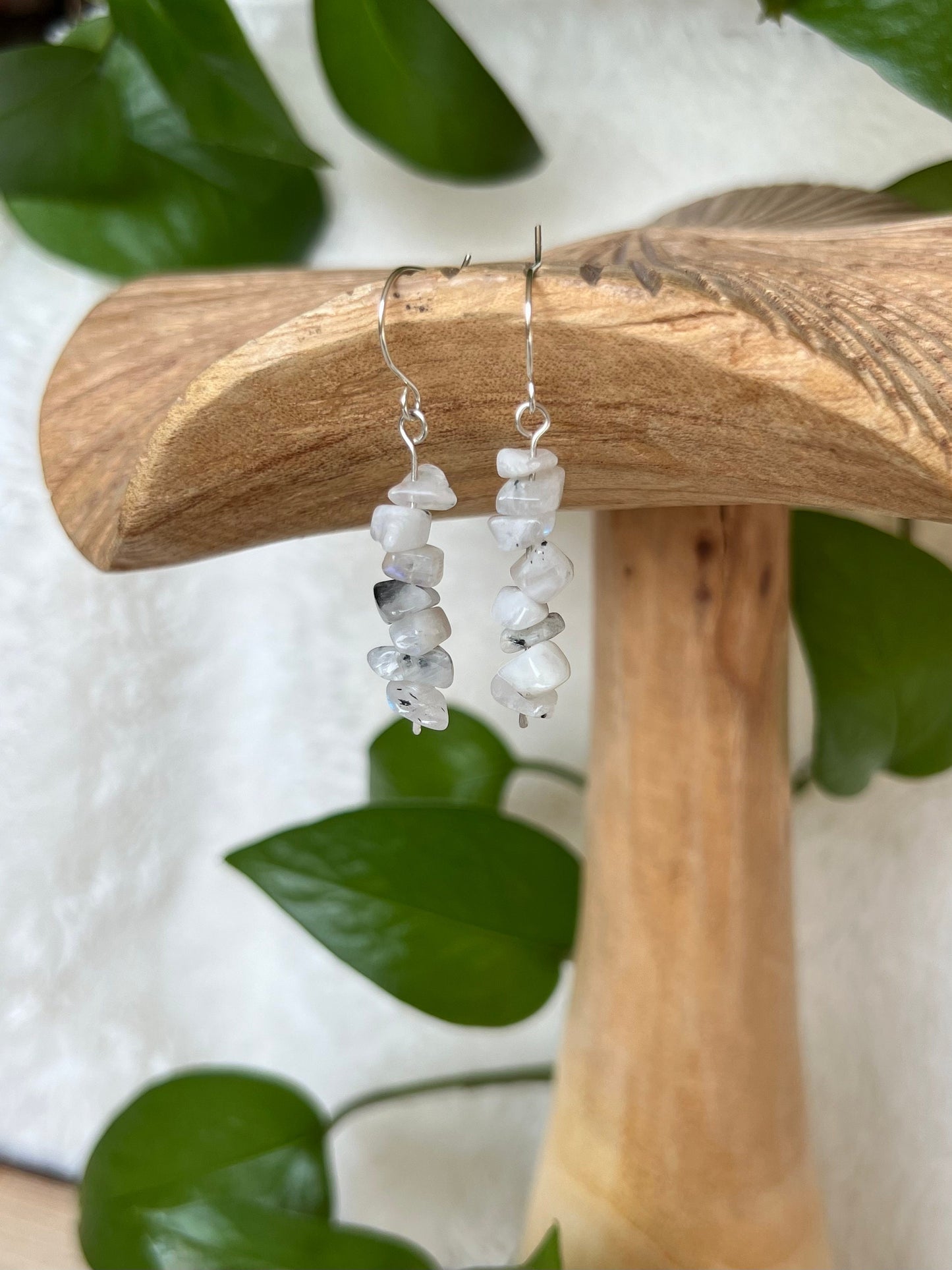 Moonstone crystal chip earrings