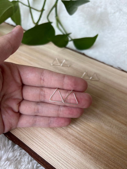 Small Triangle Stud Earrings | Simple Geometric Studs | .925 Sterling Silver | Handmade Artisan Jewelry