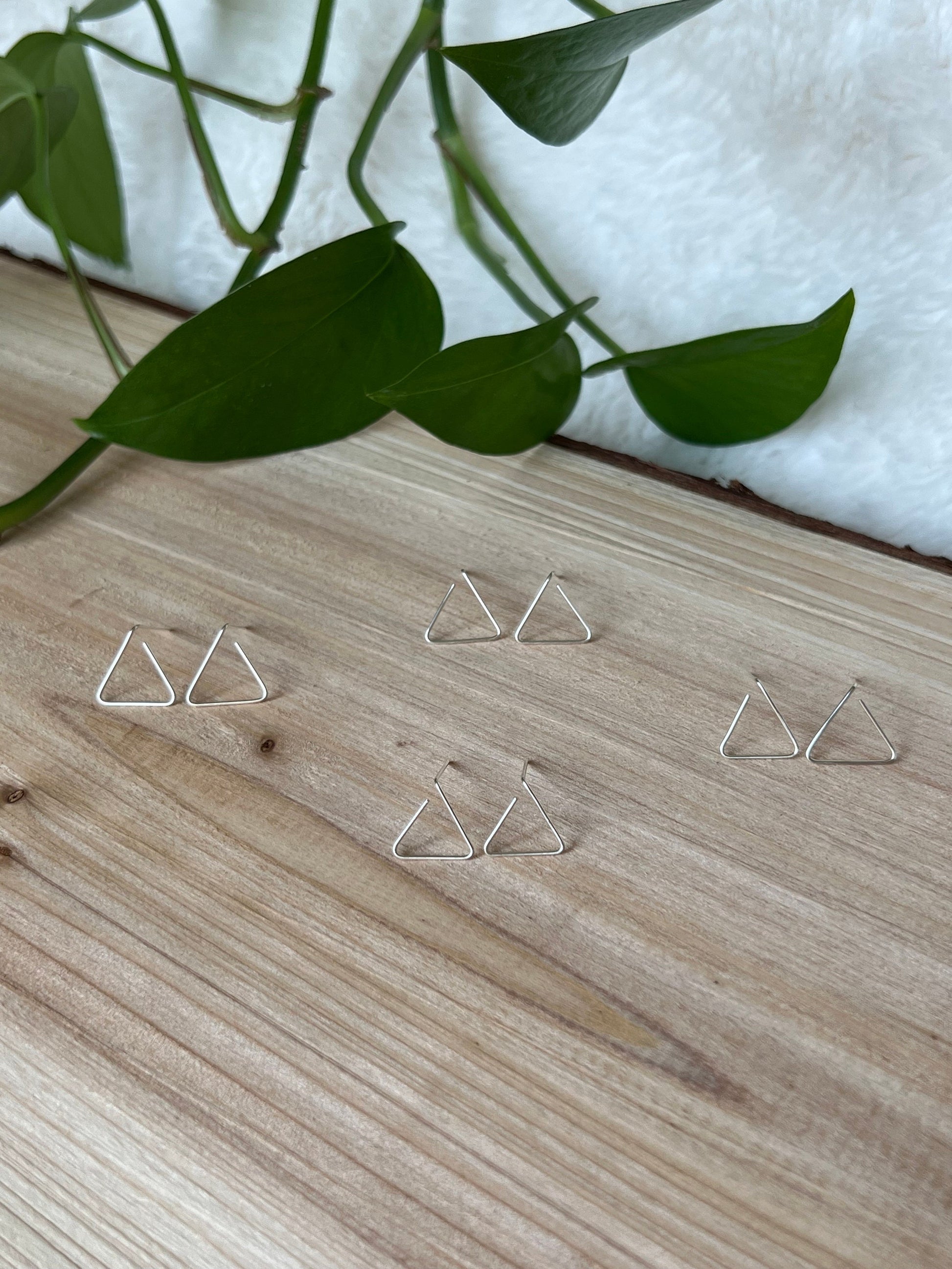 Small Triangle Stud Earrings | Simple Geometric Studs | .925 Sterling Silver | Handmade Artisan Jewelry