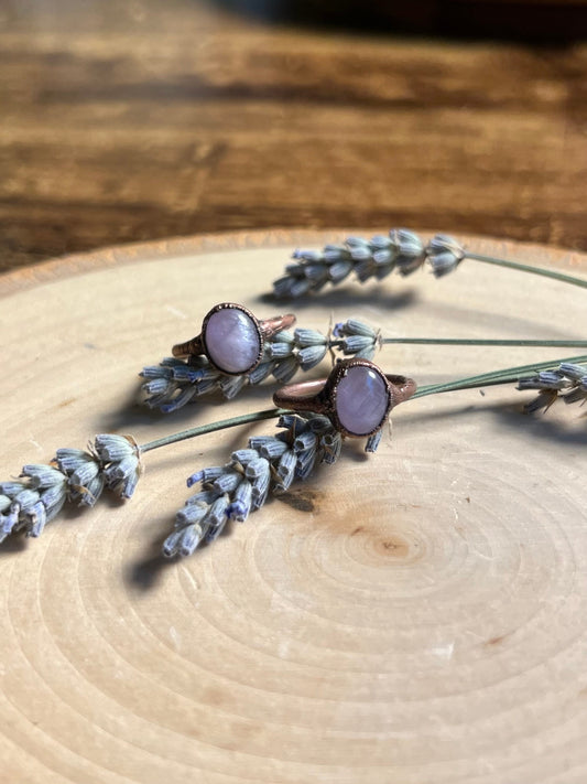 Kunzite Ring, Handmade Artisan Jewelry, Copper Electroformed